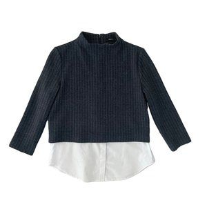 Theory Gracila Navy Blue Multi Orlene Stripe Knit Shirtail Top size Large L